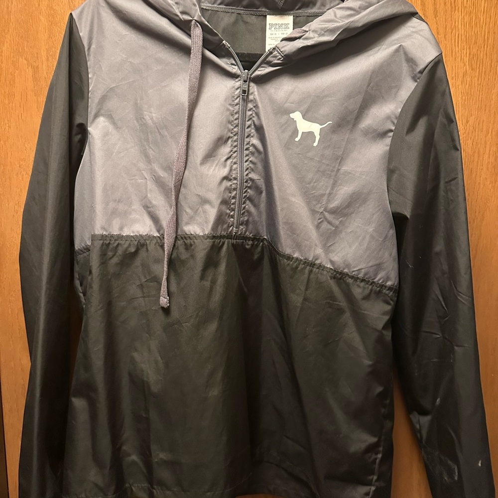 Gray and Black VS Pink Hooded Windbreaker XS